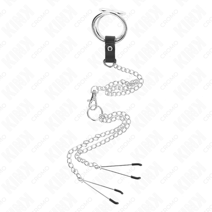 Comprar KINK Anillo Triple Metal Cromado – Diseño Elegante Para Experiencias Sensuales Con Cadena Y Pinzas-Noxtic