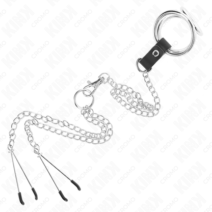 Comprar KINK Anillo Triple Metal Cromado – Diseño Elegante Con Pinzas Ajustables Para Estimulación Sensitiva-Noxtic