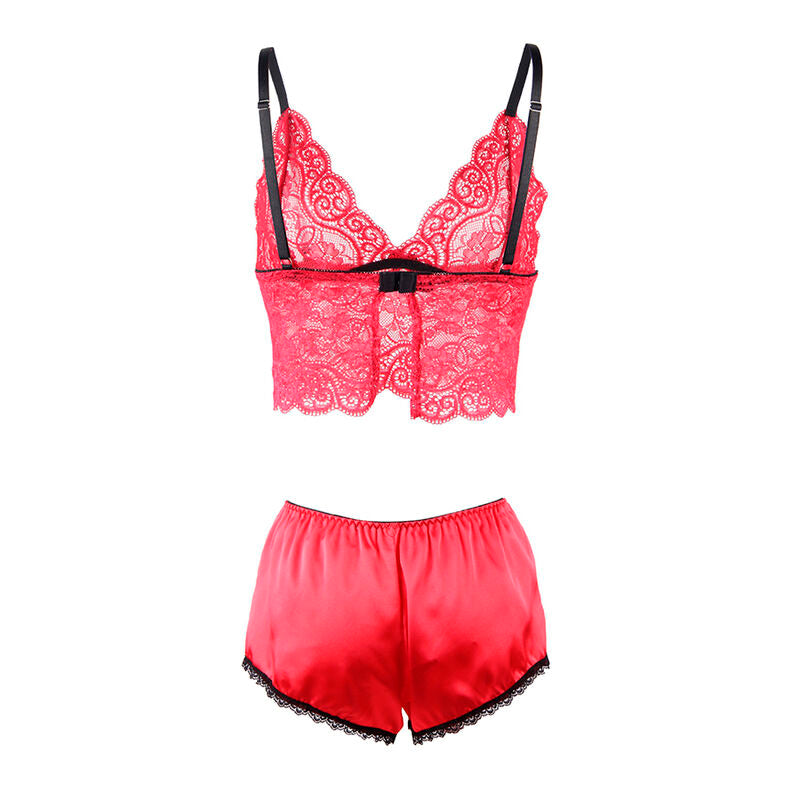 SUBBLIME - 953904 3-PIECE RED LACE AND SATIN SET L/XL