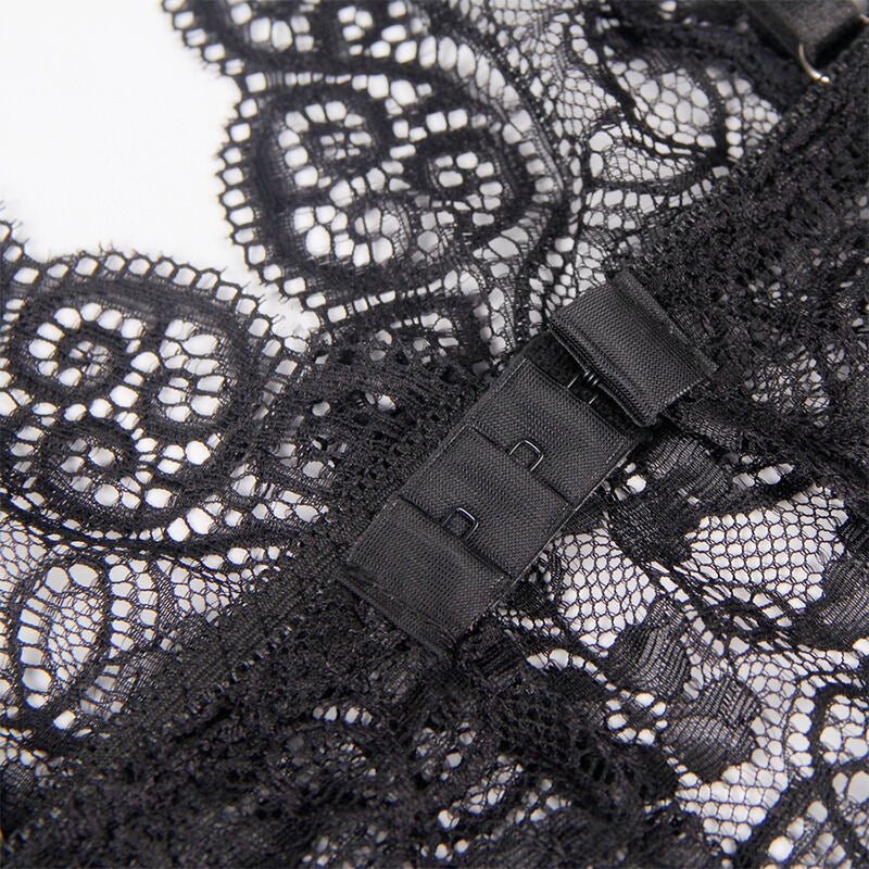 SUBBLIME - 953911 3-PIECE BLACK LACE AND SATIN SET S/M