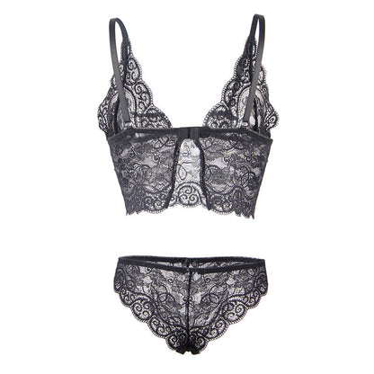 SUBBLIME - 953928 3-PIECE SET BLACK LACE AND SATIN L/XL