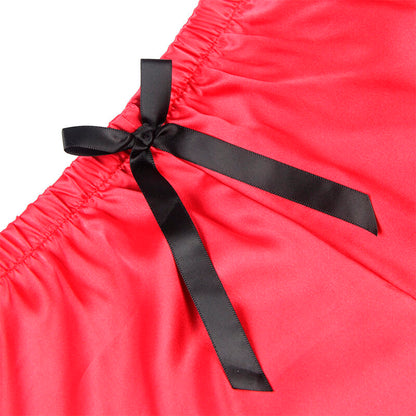 SUBBLIME Pigiama Sexy in Raso e Pizzo Nero Rosso – Completo Elegante con Comfort Superiore