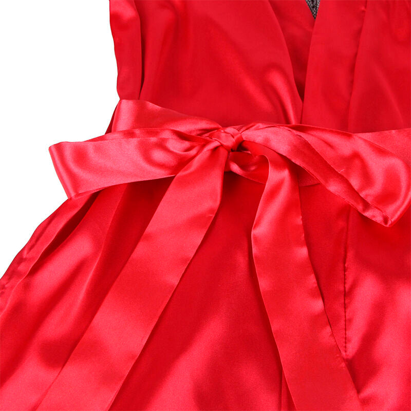 SUBBLIME - 954017 LACE NIGHTGOWN WITH SHEER BACK + RED/BLACK THONG S/M