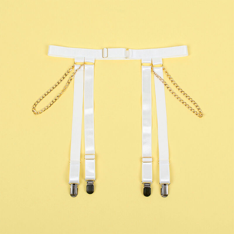 SUBBLIME Body con Catene e Giarrettiere Bianco L XL – Lingerie Elegante per il Comfort e lo Stile Seducente