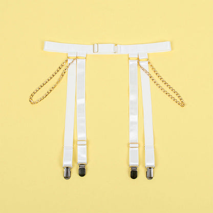 SUBBLIME Body con Catene e Giarrettiere Bianco L XL – Lingerie Elegante per il Comfort e lo Stile Seducente