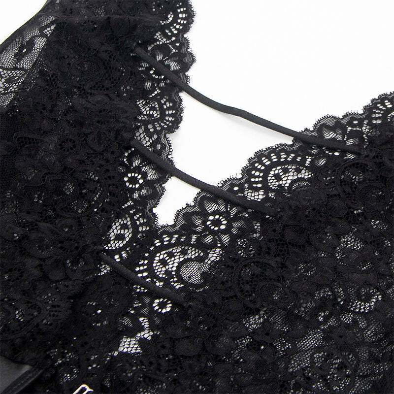 SUBBLIME Body Sexy con Reggicalze Nero L/XL – Lingerie Elegante per Sentirsi Irresistibili