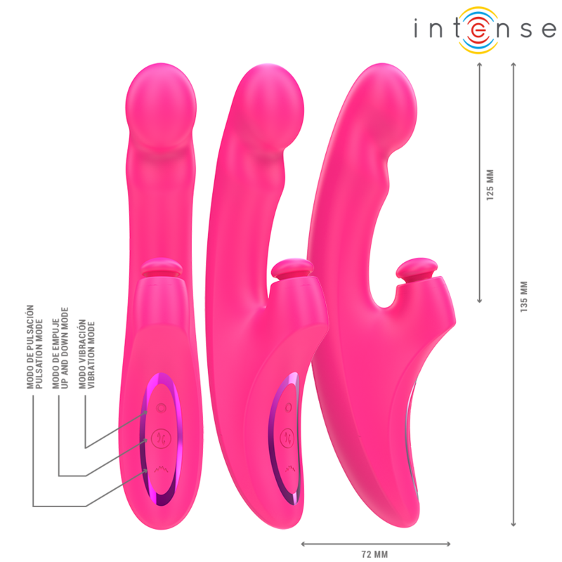 Vibratore multifunzione 3 in 1 INTENSE EMI rosa – Design ricaricabile con 10 opzioni di vibrazione