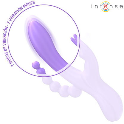 INTENSE - MIKO TRIPLE RABBIT VIBRATOR &amp; STIMULATOR &amp; ANAL 7 VIBRATIONS PURPLE