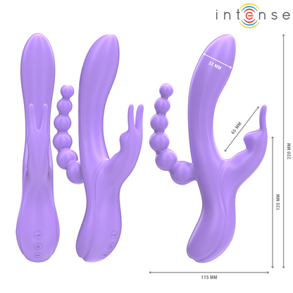 INTENSE - MIKO TRIPLE RABBIT VIBRATOR &amp; STIMULATOR &amp; ANAL 7 VIBRATIONS PURPLE