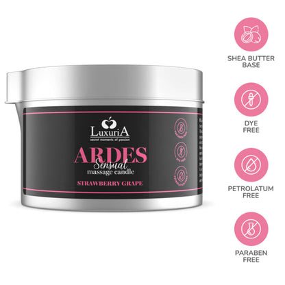 IntimateLine Luxuria Vela De Masaje Uva – Vela Aromatizada Con Manteca De Karité Para Experiencia Relajante