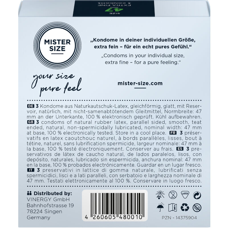 Preservativi Mister Size taglia XS 47 mm – Vestibilità perfetta per un comfort superiore