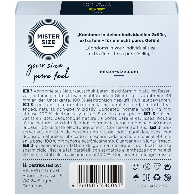 MISTER SIZE - CONDOMS SIZE S 49 MM (3 UNITS)