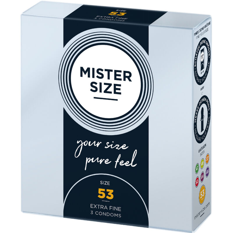Preservativi Mister Size taglia M 53 mm 3 unità – Design confortevole per un piacere sicuro