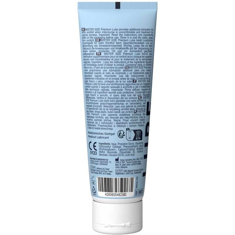 Mister Size Lubricante Premium 100 ML – Lubricante A Base De Agua Suave Para Bienestar Sexual