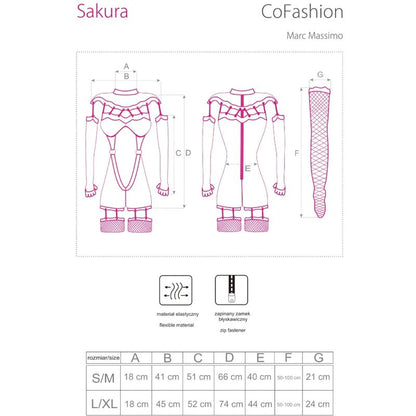 LIVCO CORSETTI FASHION - SAKURA CF 90357 JUMPSUIT + LONG GLOVES + GARTER BELTS BLACK L/XL