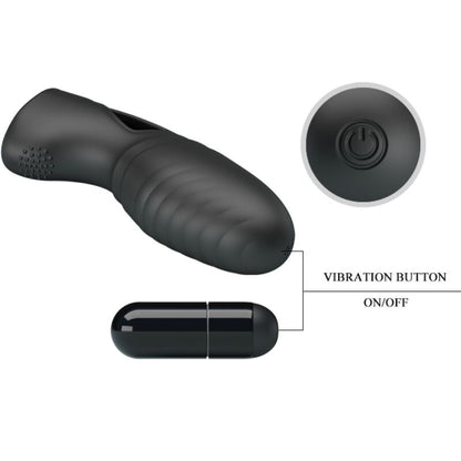 Pretty Love Alan Black Vibratore da dito – Design ergonomico in silicone per un piacere intenso