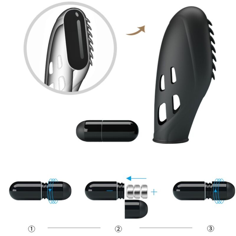 Pretty Love Gilo Vibratore da dito nero – Design ergonomico per un'esperienza sensoriale unica