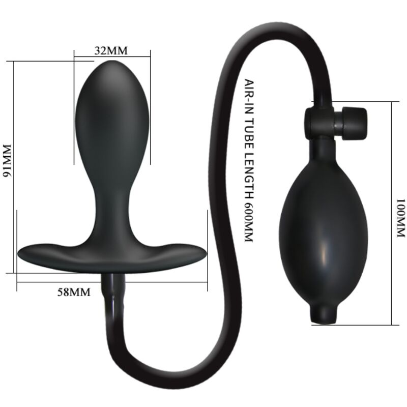 PRETTY LOVE Plug anale gonfiabile nero – Stimolatore ergonomico per un piacere personalizzato