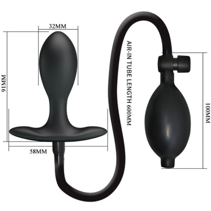 PRETTY LOVE Plug anale gonfiabile nero – Stimolatore ergonomico per un piacere personalizzato