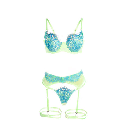 SUBBLIME Reggiseno in pizzo verde e blu S/M – Eleganza contemporanea per il comfort quotidiano