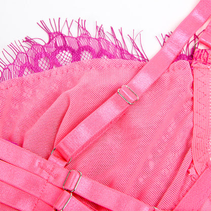 SUBBLIME Reggiseno in pizzo rosa e viola – Lingerie elegante dal design sensuale e confortevole