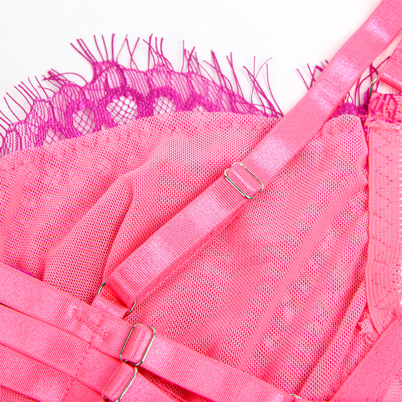 SUBBLIME Reggiseno in pizzo rosa e viola L XL – Design elegante con comfort sensoriale