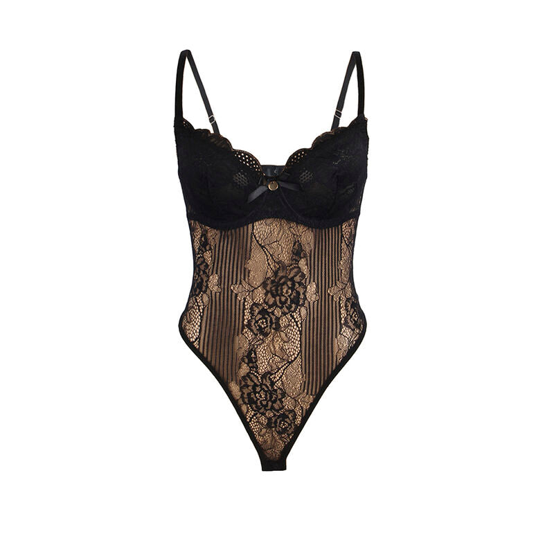 SUBBLIME Body in pizzo nero S/M – Design accattivante con comfort e stile