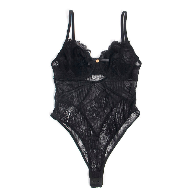 SUBBLIME Body in pizzo nero S/M – Design accattivante con comfort e stile