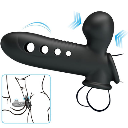 PRETTY LOVE Crane Funda Para Pene Con Airbag Negro – Aumento De Grosor Para Experiencias Sensuales Intensas