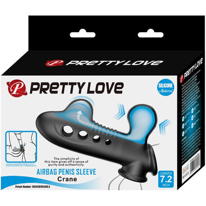 PRETTY LOVE Crane Funda Para Pene Con Airbag Negro – Aumento De Grosor Para Experiencias Sensuales Intensas