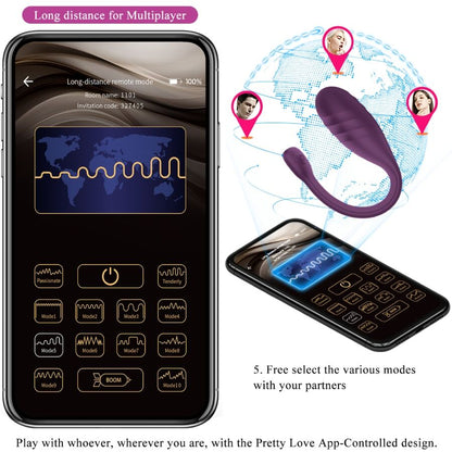 Comprar Pretty Love Leviathan Morado – Vibrador Recargable Con Control App Para Libertad Sensual-Noxtic