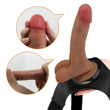 PRETTY LOVE - UNIVERSAL HARNESS BRIEFS WITH VIBRATING AND SQUIRTING DILDO 15.5 CM MULATTO