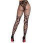 LEG AVENUE - MEDIAS DE ENCAJE DAHLIA CON DETALLE DE RED NEGRO
