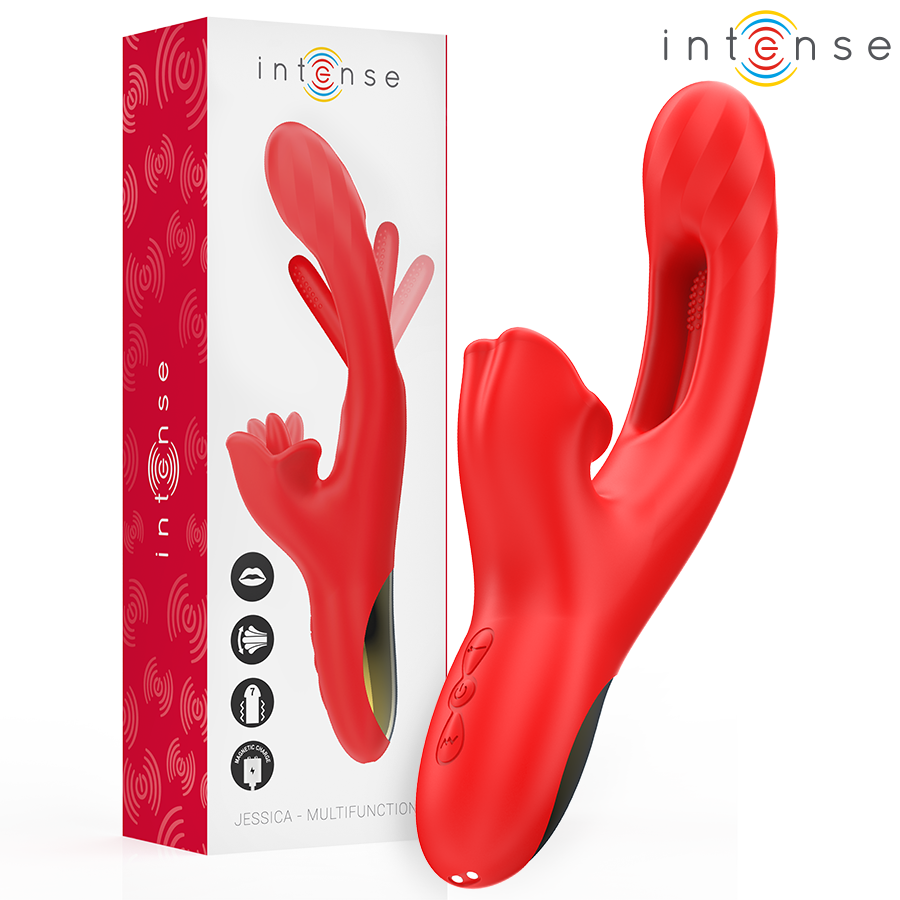 INTENSE - JESSICA VIBRADOR MULTIFUNCIÓN ESTIMULACIÓN CLÍTORIS 24.8 CM ROJO