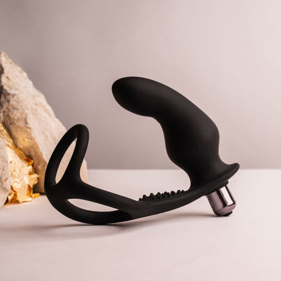 ROCKS- OFF - RO- ZEN RRO PLUG ANAL CON ANILLO VIBRADOR PARA EL PENE NEGRO