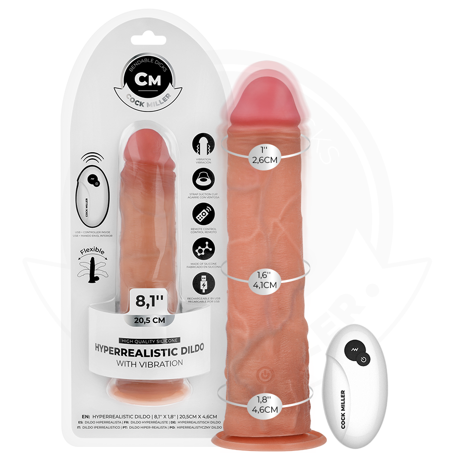 COCK MILLER - DILDO HIPERREALÍSTICO VIBRACIÓN CON CONTROL REMOTO 20,5 CM