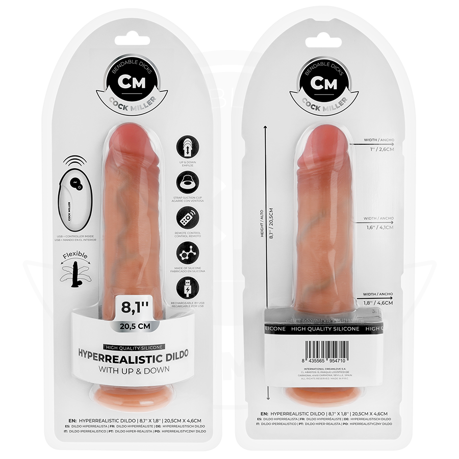 COCK MILLER - DILDO HIPERREALÍSTICO CON VENTOSA Y THRUSTING CON CONTROL REMOTO 20,5 CM