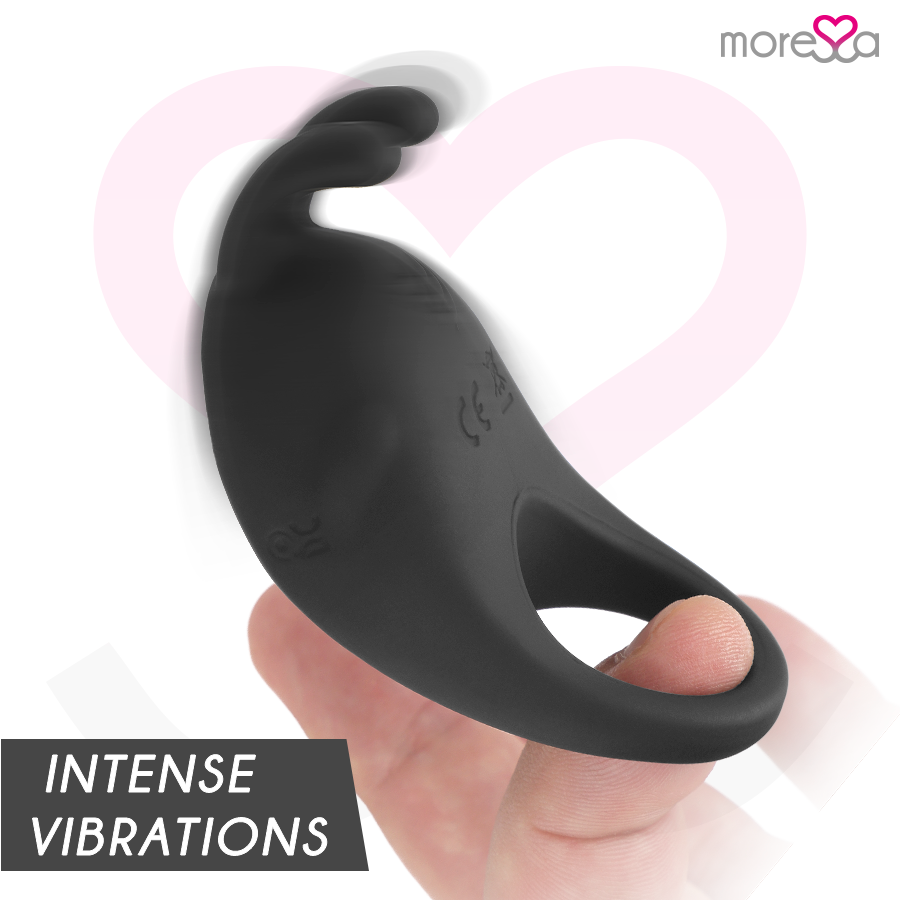 MORESSA Brad Premium Silicone Nero – Massaggiatore ricaricabile con anello confortevole per sensazioni intense