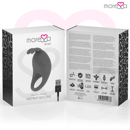 MORESSA Brad Premium Silicone Nero – Massaggiatore ricaricabile con anello confortevole per sensazioni intense