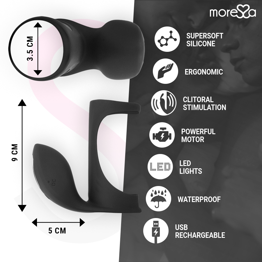 MORESA Brandon Anillo Vibrador Potente – Funda De Engrosamiento Para Mayor Placer