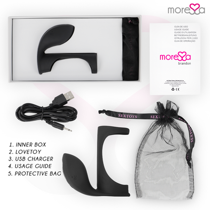 MORESA Brandon Anillo Vibrador Potente – Funda De Engrosamiento Para Mayor Placer