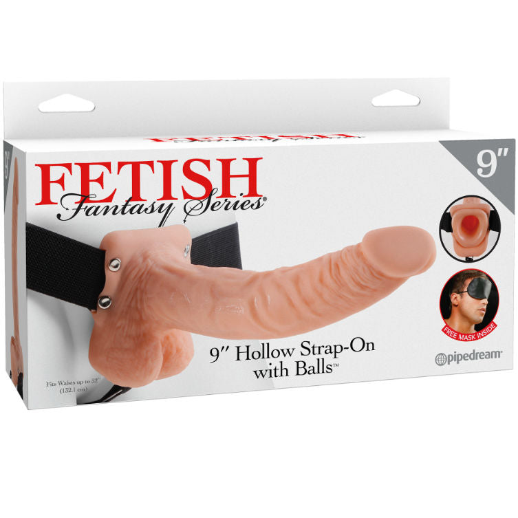 FETISH FANTASY SERIES - 9 HOLLOW STRAP-ON WITH BALLS 22.9CM NATURAL-FETISH FANTASY SERIES-Noxtic