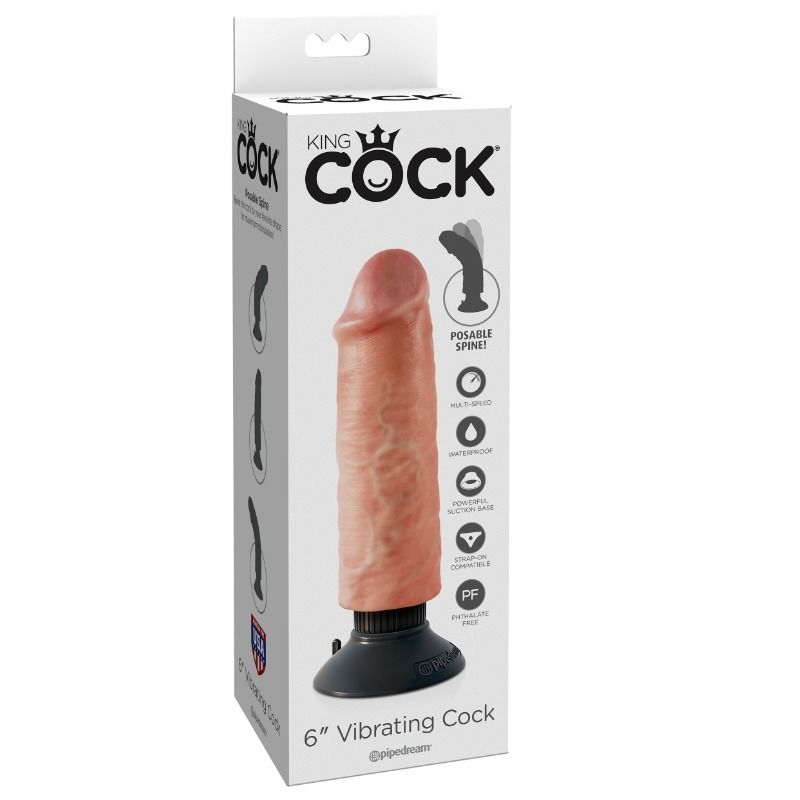 KING COCK Dildo Vibrante 15,24 CM Naturale – Design Realistico per un'Esperienza Unica