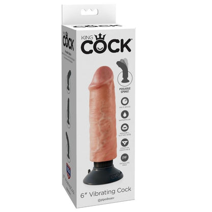 KING COCK Dildo Vibrante 15,24 CM Naturale – Design Realistico per un'Esperienza Unica