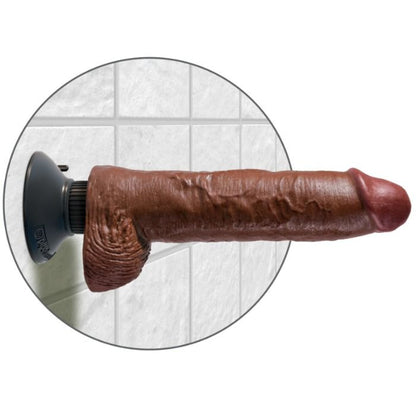KING COCK Dildo Vibrador Con Testículos 25.5 Cm Marrón – Diseño Realista Con Potente Funcionalidad