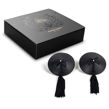 BIJOUX Burlesque Cubrepezones Negro – Diseño Elegante Con Borlas Hipnotizadoras