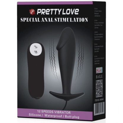 PRETTY LOVE Plug Anal Silicona – 12 Modos De Vibración Para Placer Personalizado