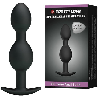 PRETTY LOVE Bolas Anales Silicona 12.5 CM Negro – Diseño Ergonómico Para Estimulación Única