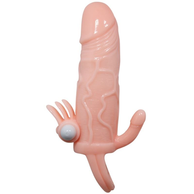 DANCE - BRAVE MAN PENIS SLEEVE ANAL AND CLITORIS VIBRATOR 16.5 CM NATURAL
