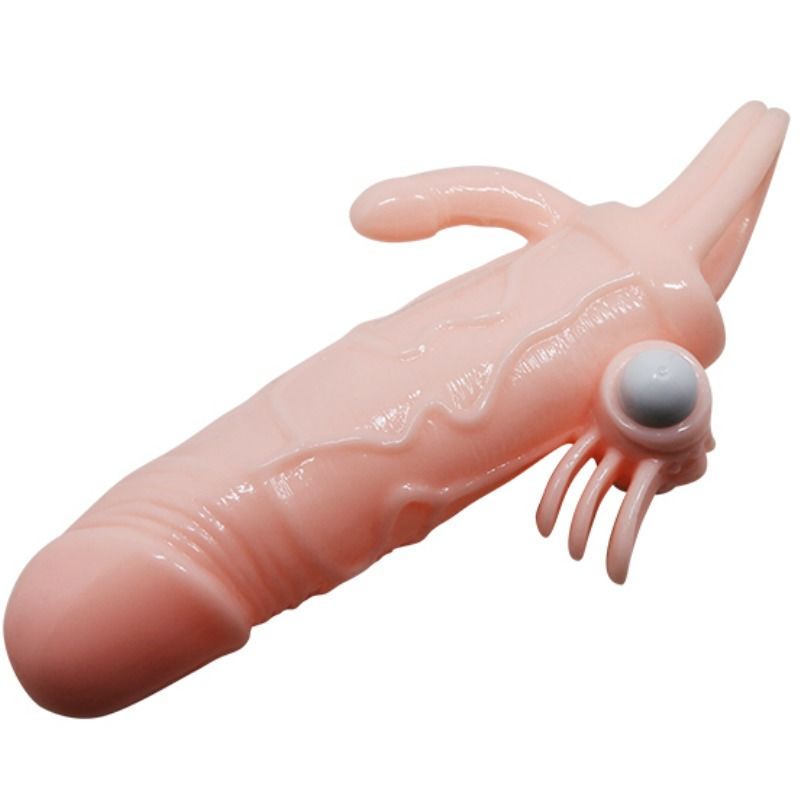 DANCE - BRAVE MAN PENIS SLEEVE ANAL AND CLITORIS VIBRATOR 16.5 CM NATURAL